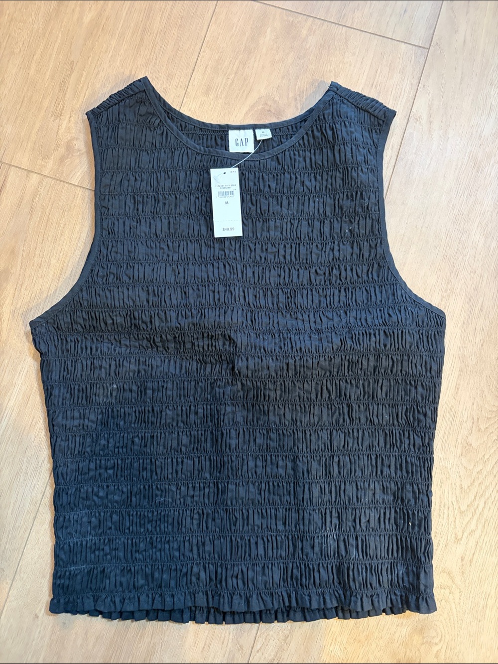 GAP Black Smocked Sleeveless Tank